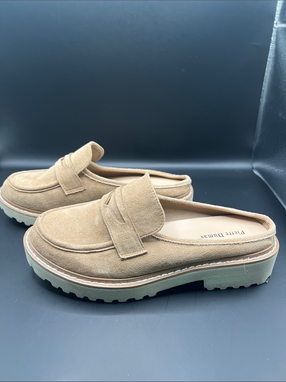 Pierre Dumas Tan Suede Mule Loafers